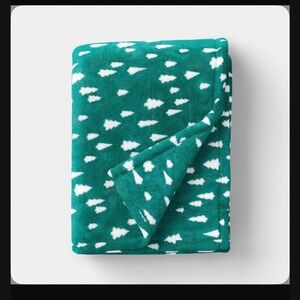 Teal Green Blanket with White Tree Pattern